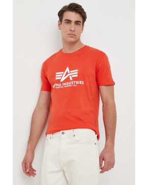 Alpha Industries t-shirt bawełniany kolor czerwony z nadrukiem 100501.577-AtomicRed