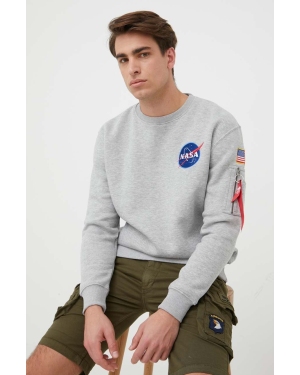 Alpha Industries bluza Space Shuttle Sweater męska kolor szary z nadrukiem 178307.17