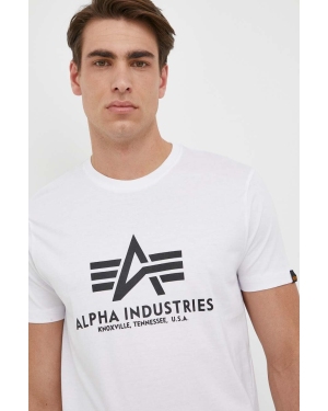 Alpha Industries t-shirt bawełniany Basic T-Shirt kolor biały z nadrukiem 100501.09
