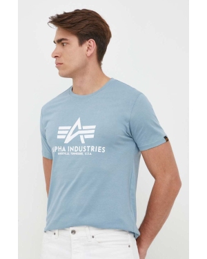 Alpha Industries t-shirt bawełniany kolor niebieski z nadrukiem
