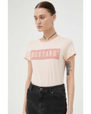 Mustang t-shirt bawełniany kolor różowy