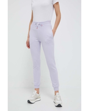 Rossignol spodnie dresowe bawełniane kolor fioletowy gładkie