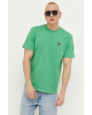Tommy Jeans t-shirt bawełniany kolor zielony z aplikacją