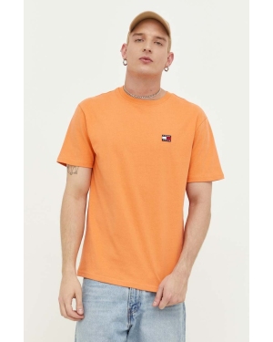 Tommy Jeans t-shirt bawełniany kolor pomarańczowy z aplikacją