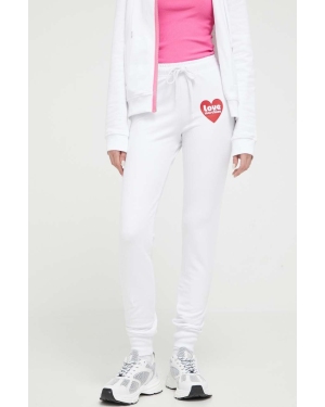 Love Moschino spodnie dresowe kolor biały z nadrukiem