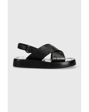 Love Moschino sandały skórzane damskie kolor czarny JA16263G0GIE100A