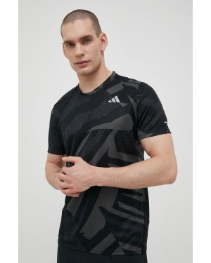 adidas Performance t-shirt do biegania Own the Run Seasonal kolor czarny wzorzysty