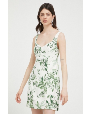 Abercrombie & Fitch sukienka lniana kolor zielony mini dopasowana