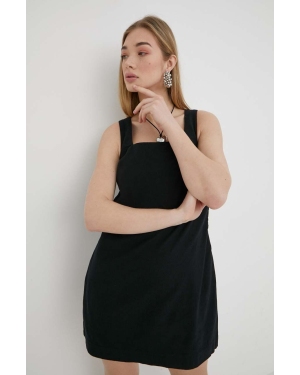 Abercrombie & Fitch sukienka lniana kolor czarny mini prosta