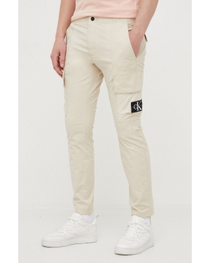 Calvin Klein Jeans spodnie męskie kolor beżowy proste