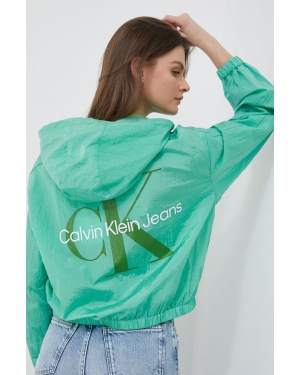 Calvin Klein Jeans kurtka damska kolor zielony przejściowa