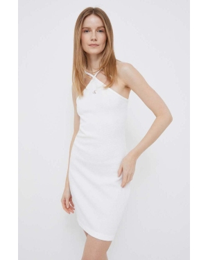 Calvin Klein Jeans sukienka bawełniana kolor biały mini prosta