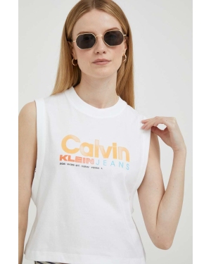 Calvin Klein Jeans top bawełniany kolor biały