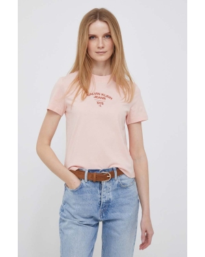 Calvin Klein Jeans t-shirt bawełniany kolor różowy
