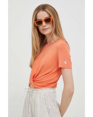 Calvin Klein Jeans t-shirt damski kolor pomarańczowy