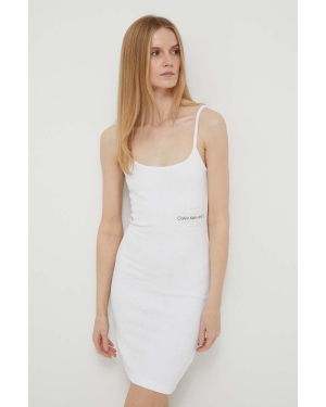 Calvin Klein Jeans sukienka kolor biały mini prosta