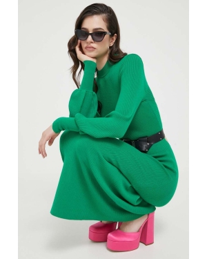 HUGO sukienka kolor zielony midi prosta