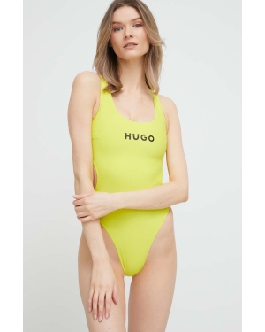 HUGO jednoczęściowy strój kąpielowy kolor żółty miękka miseczka