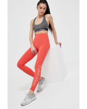 Calvin Klein Performance legginsy treningowe Essentials kolor pomarańczowy z nadrukiem