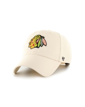 47brand czapka z daszkiem z domieszką wełny NHL Chicago Blackhawks kolor beżowy z aplikacją H-MVPSP04WBP-NTB