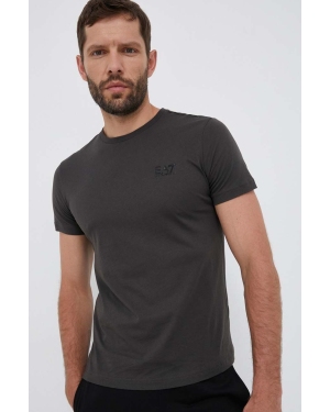 EA7 Emporio Armani t-shirt bawełniany kolor szary z nadrukiem