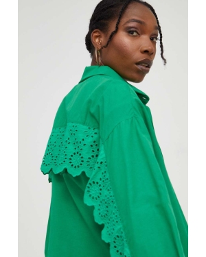 Answear Lab koszula X kolekcja limitowana BE SHERO damska kolor zielony relaxed z kołnierzykiem klasycznym