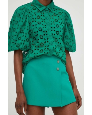 Answear Lab szorty damskie kolor zielony gładkie high waist
