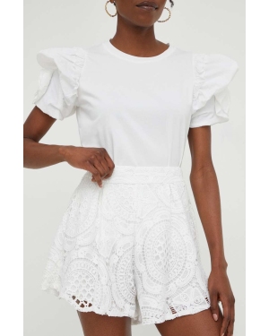 Answear Lab szorty X kolekcja limitowana BE SHERO damskie kolor biały wzorzyste high waist