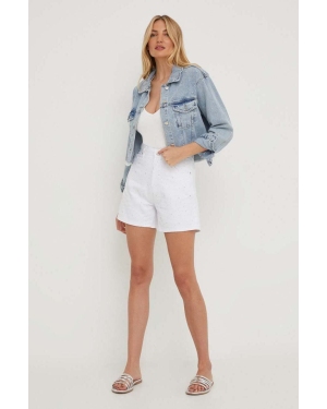 Answear Lab szorty jeansowe X kolekcja limitowana BE SHERO damskie kolor biały z aplikacją high waist