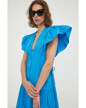 2NDDAY sukienka bawełniana kolor niebieski maxi rozkloszowana
