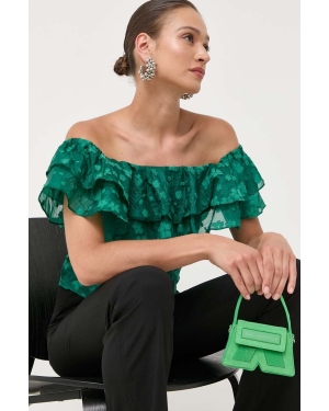Custommade bluzka damska kolor zielony w kwiaty