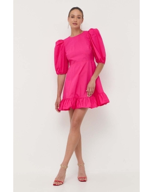 Custommade sukienka bawełniana kolor różowy mini rozkloszowana