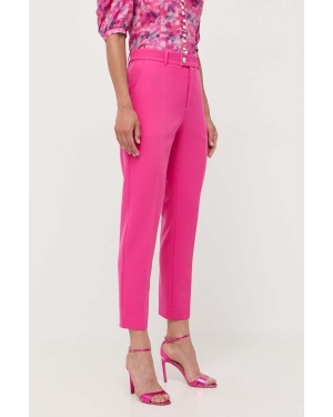 Custommade spodnie damskie kolor różowy proste high waist