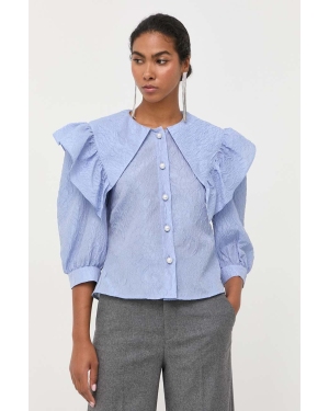 Custommade bluzka damska kolor niebieski regular