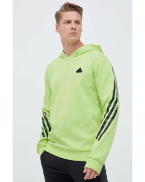 adidas bluza męska kolor zielony z kapturem z nadrukiem