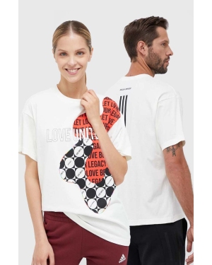 adidas t-shirt bawełniany PRIDE kolor beżowy z nadrukiem