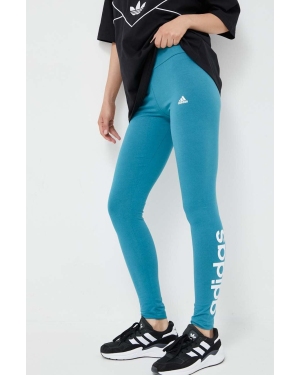 adidas legginsy damskie kolor turkusowy z nadrukiem