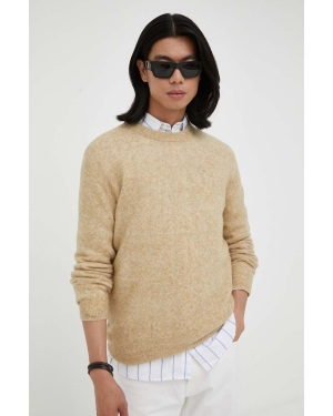 American Vintage sweter wełniany męski kolor beżowy lekki