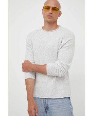 American Vintage sweter z domieszką wełny męski kolor szary lekki