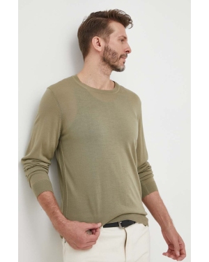 BOSS sweter wełniany kolor zielony