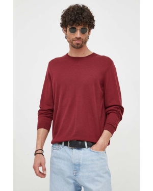 BOSS sweter wełniany kolor bordowy