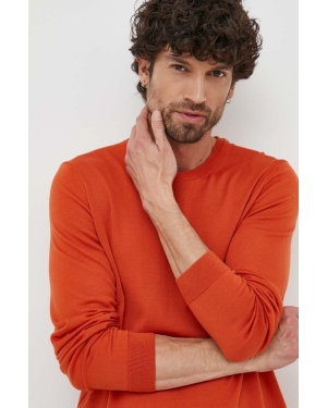 BOSS sweter wełniany kolor pomarańczowy