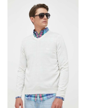 BOSS sweter wełniany męski kolor biały lekki