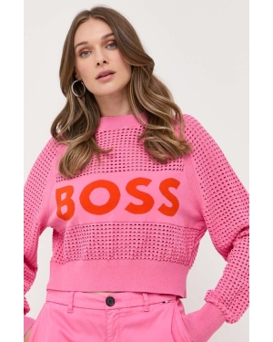 BOSS sweter damski kolor różowy lekki