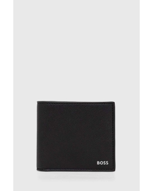 BOSS portfel skórzany męski kolor czarny 50485600