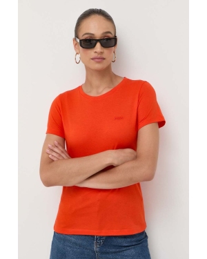 BOSS t-shirt bawełniany kolor pomarańczowy