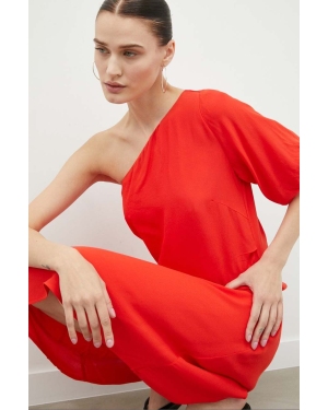 Bruuns Bazaar sukienka kolor czerwony midi prosta