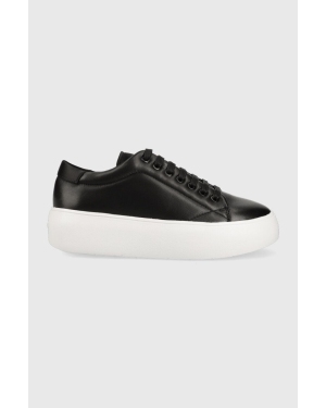Calvin Klein sneakersy skórzane BUBBLE CUPSOLE LACE kolor czarny HW0HW01778