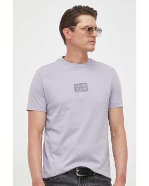 Calvin Klein t-shirt bawełniany kolor fioletowy z nadrukiem