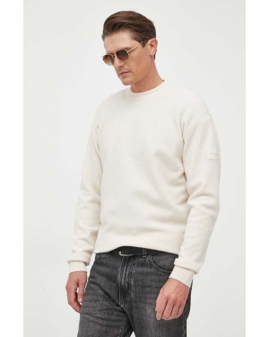 Calvin Klein sweter z domieszką wełny męski kolor beżowy